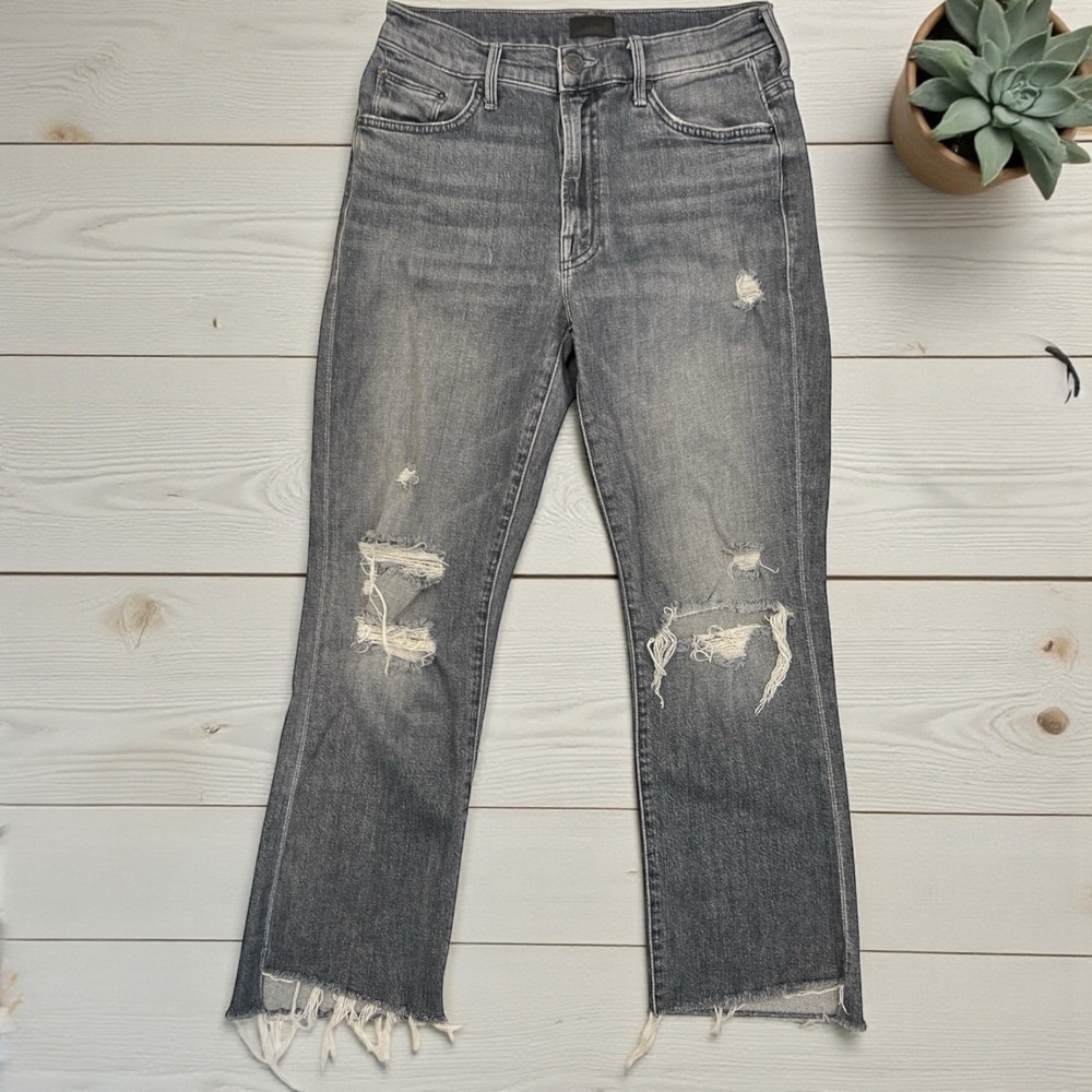 Mother | The Insider Crop‎ Step Fray Distressed Jeans Ace of Spades Size 27